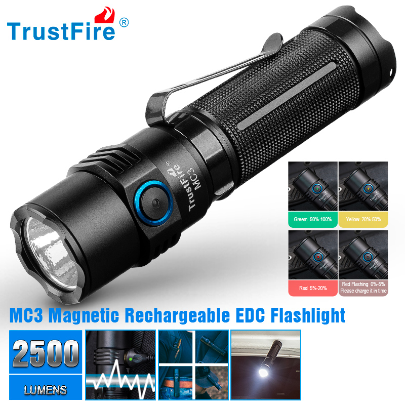 Edc Car Carry - Torcia a LED ricaricabile ad alta