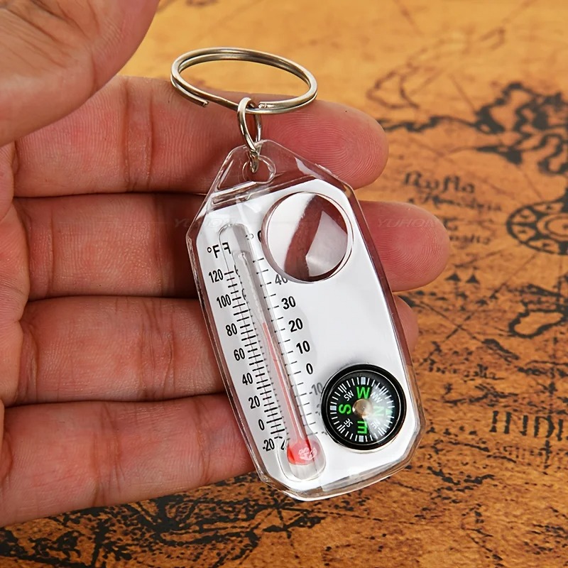 Compass Keychain Mini - Bussola Portachiavi 3 in 1, Mini